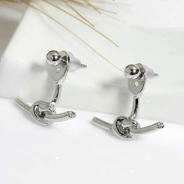 Wren Modern Minimalist Knot Ear Jacket Earrings