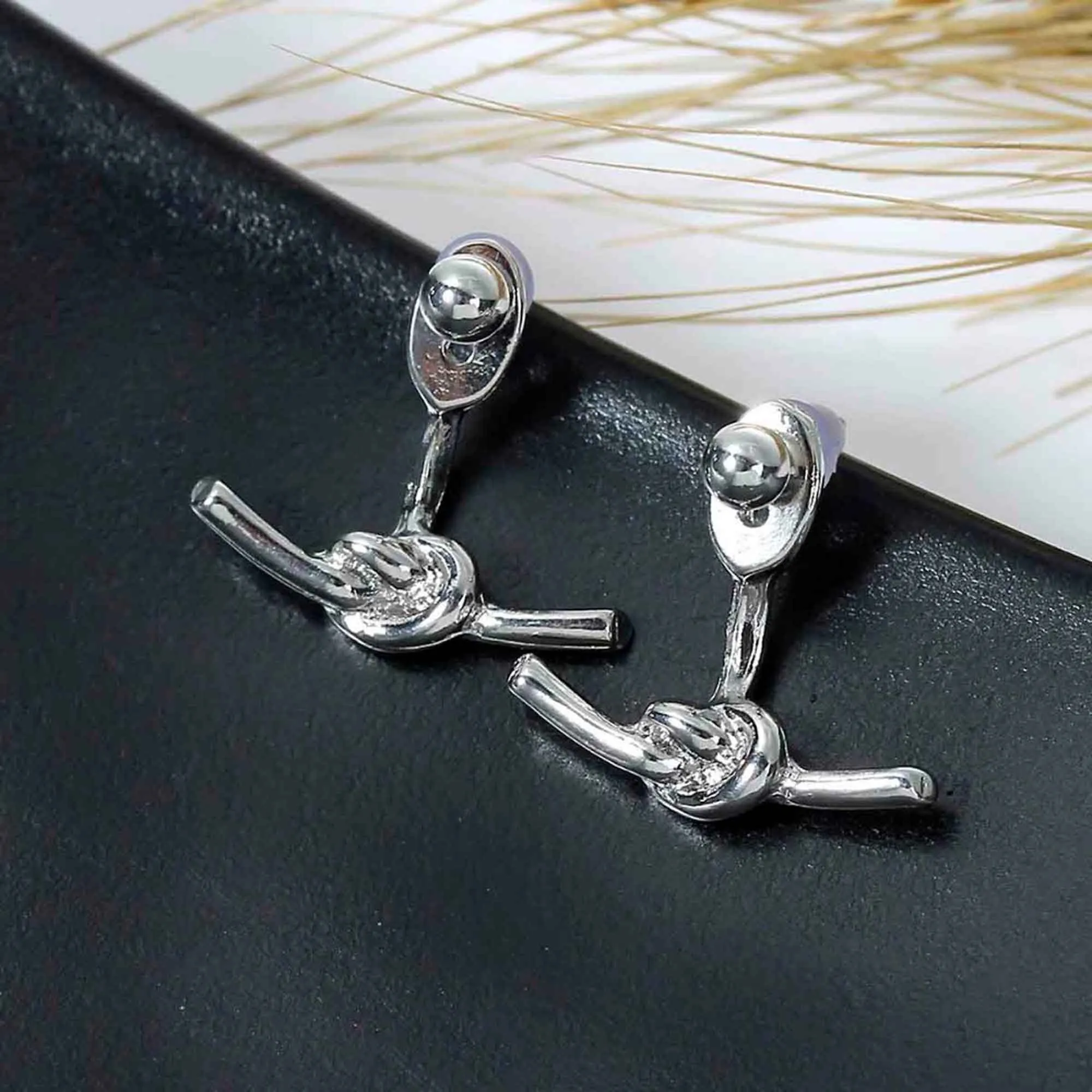 Wren Modern Minimalist Knot Ear Jacket Earrings