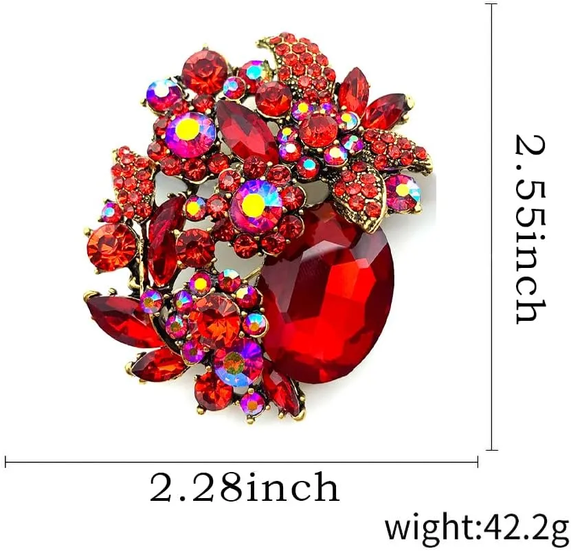 XGALBLA Vintage Austrian Crystal Rhinestone Elegant Party Flower Leaf Vine Brooch Pin