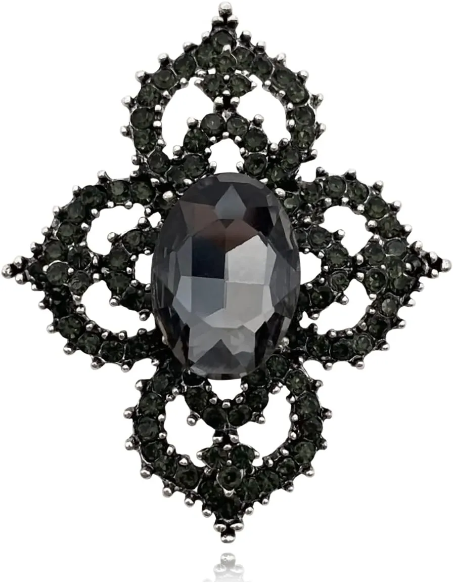 XGALBLA Vintage Cross Shape Austrian Crystal Rhinestone Brooch Pin Elegant Jewelry for Women