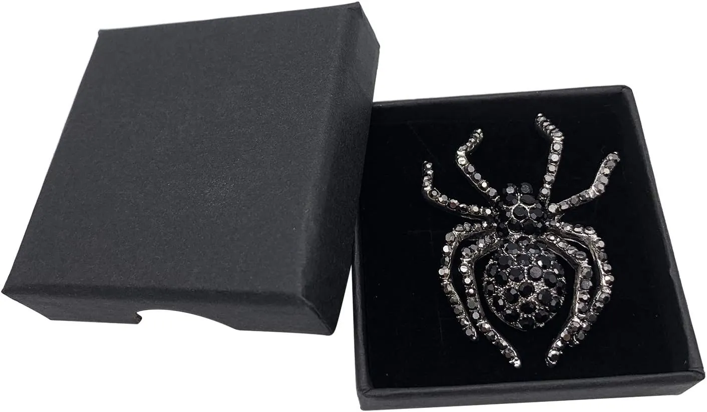 XGALBLA Vintage Style Austrian Crystal Halloween Micro Crystal Pave Spider Brooch Pin for Women