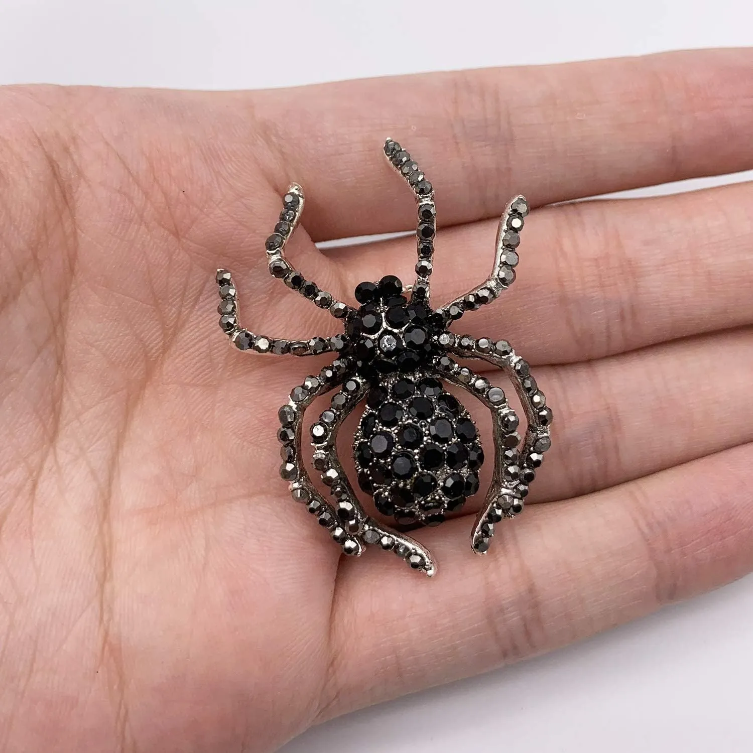 XGALBLA Vintage Style Austrian Crystal Halloween Micro Crystal Pave Spider Brooch Pin for Women