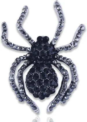 XGALBLA Vintage Style Austrian Crystal Halloween Micro Crystal Pave Spider Brooch Pin for Women