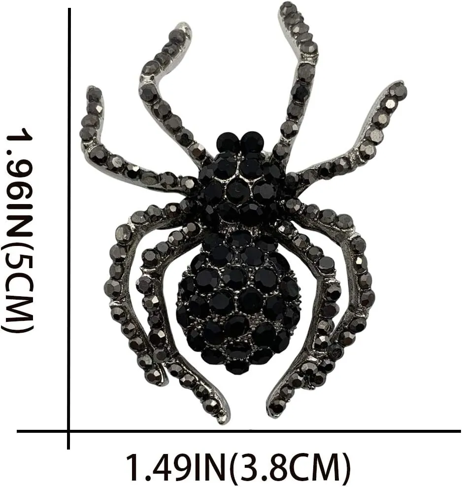 XGALBLA Vintage Style Austrian Crystal Halloween Micro Crystal Pave Spider Brooch Pin for Women