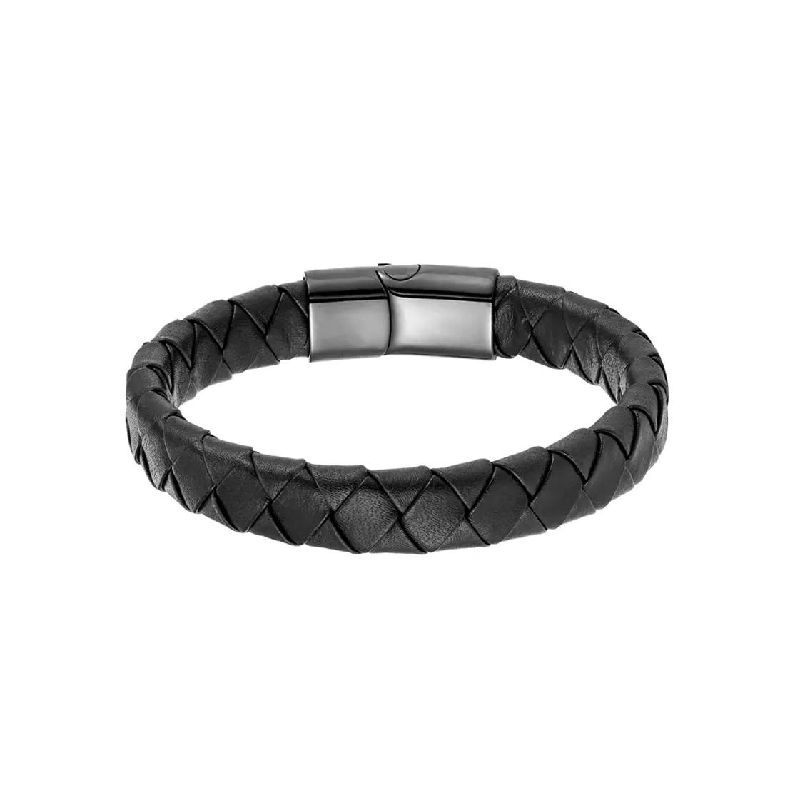 Yellow Chimes Bracelets for Men and Boys Fashion Black Leather Bracelet for Men | Stainless Steel Magnetic Clasp for Men's Wristband | Birthday Gift for Men and Boys Anniversary Gift for Husband