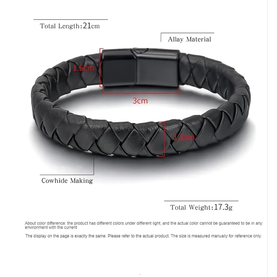 Yellow Chimes Bracelets for Men and Boys Fashion Black Leather Bracelet for Men | Stainless Steel Magnetic Clasp for Men's Wristband | Birthday Gift for Men and Boys Anniversary Gift for Husband
