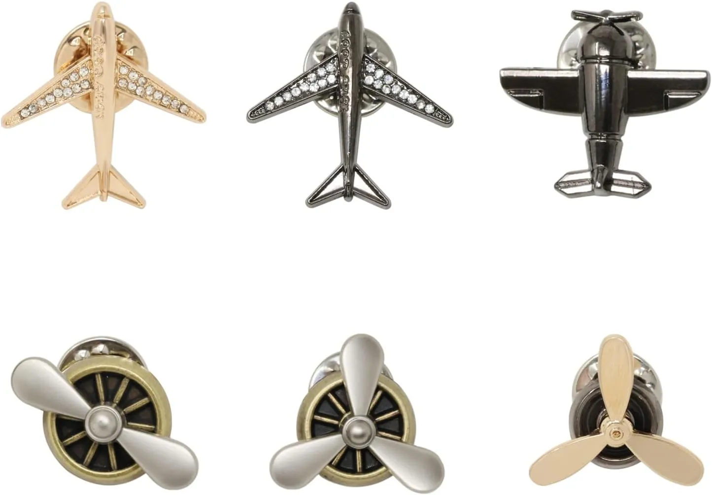 yueton 6PCS Airplane Brooch Pin Rhinestone Airplane Brooch Fashion Aircraft Lapel Pin Aviator Brooch Pin Jacket Jewelry Accessories for Women Men